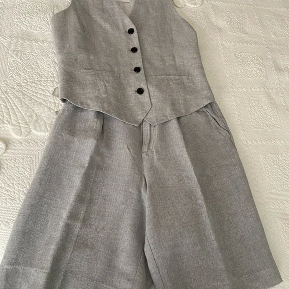 Mango Gray Bermudas Relaxed Fit Linen Blend - Picture 3 of 3